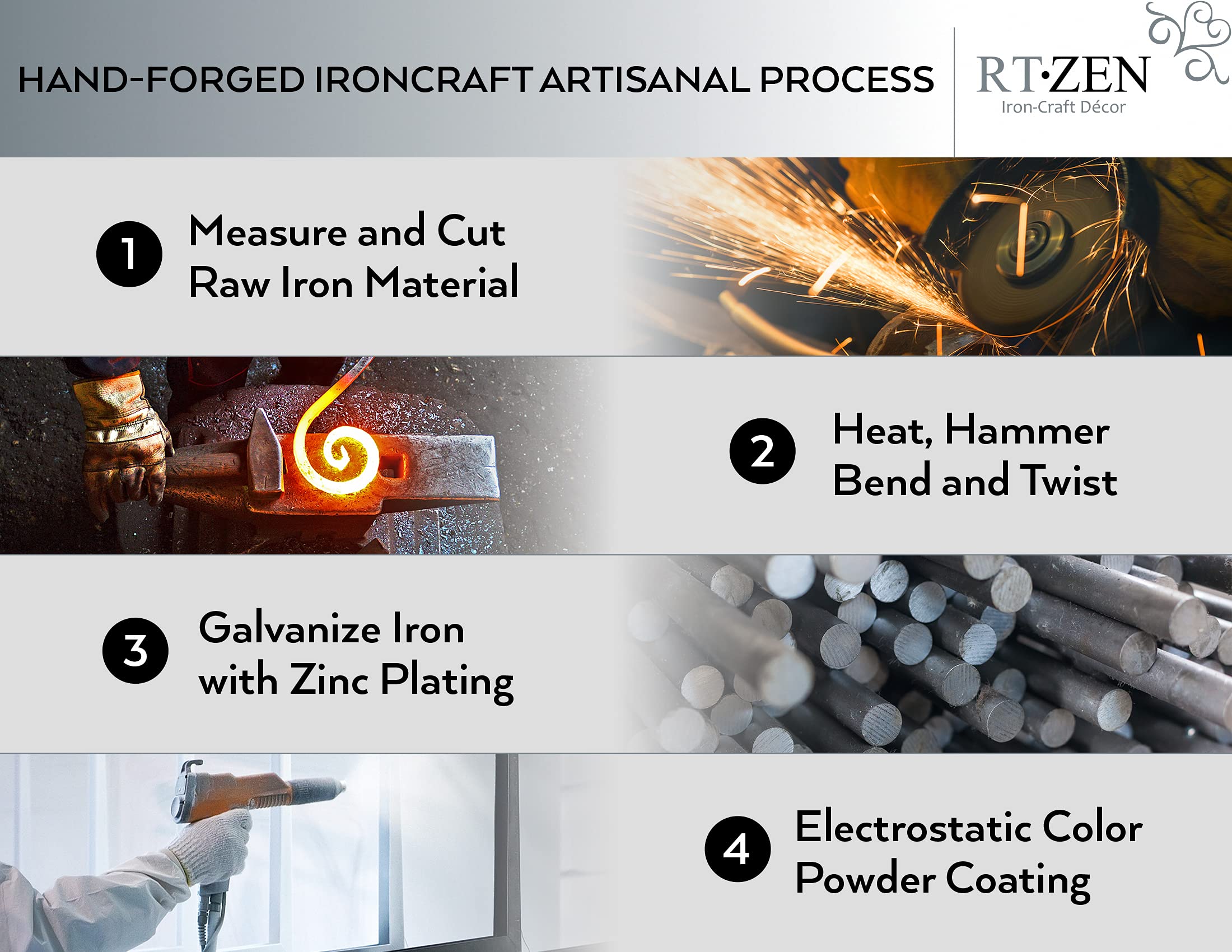 Rtzen Under Cabinet Paper Towel Holder - Wrought Iron Cute Black Farmhouse Decor Inside Cabinet Or Under Counter - Paper Towel H